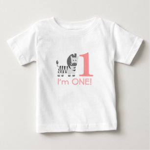 First Birthday, I'm One, Cute Zebra Baby T-Shirt