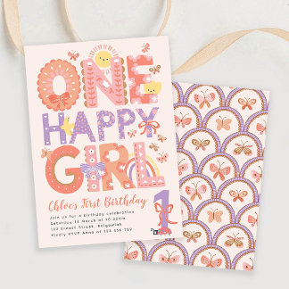 First Birthday Invite Girl, One Happy Girl