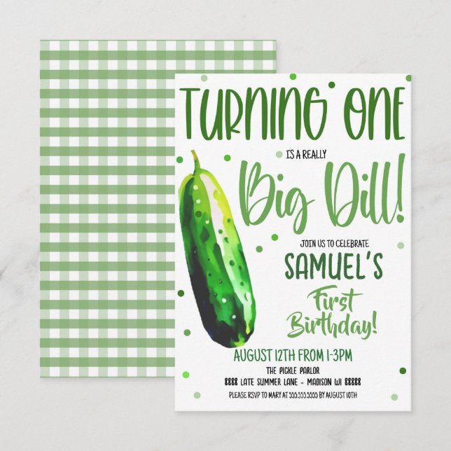  First Birthday It's a Big Dill Invite (Front/Back)