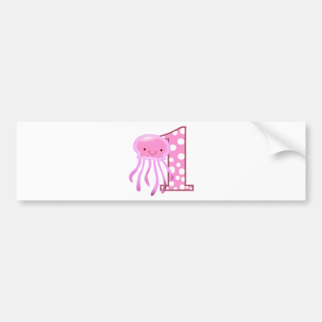 First Birthday Jellyfish Bumper Sticker (Front)