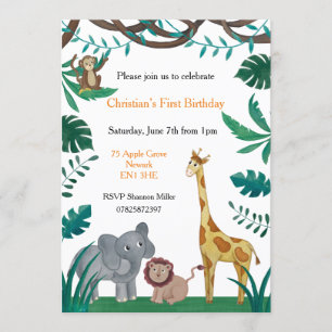 First Birthday Jungle Invitation