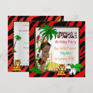 First Birthday Jungle Safari Wild Prince Ethnic Invitation