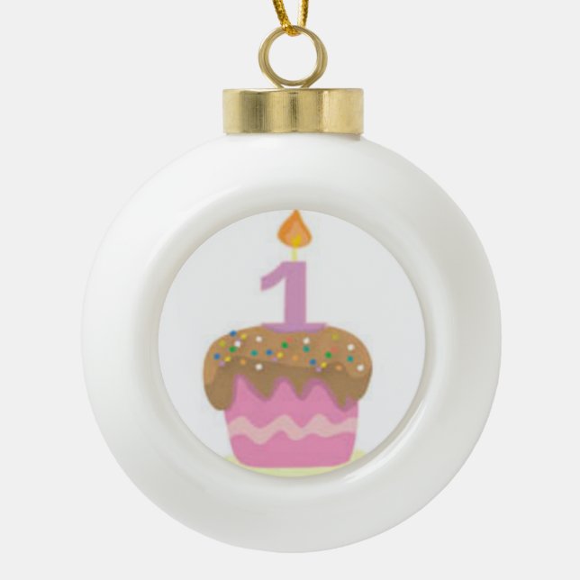 first  birthday keepsake ceramic ball christmas ornament (Front)