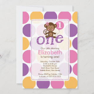 First Birthday Little Monkey Birthday Invitation
