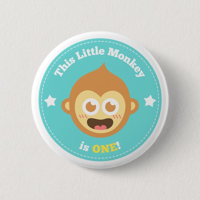 First Birthday, Little Monkey is One 6 Cm Round Badge (Front)