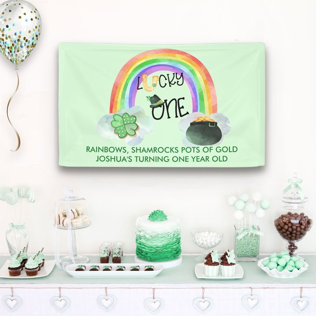 First Birthday Lucky One Rainbow Shamrock Poem Banner (Creator Uploaded)