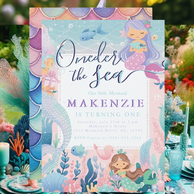 First Birthday Mermaid Invitation (Mermaid Birthday Invitation)