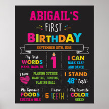 First Birthday Milestone Poster