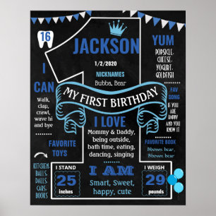 First Birthday milestone sign for a boy