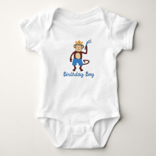 First Birthday Monkey Boy T-Shirt Baby Bodysuit