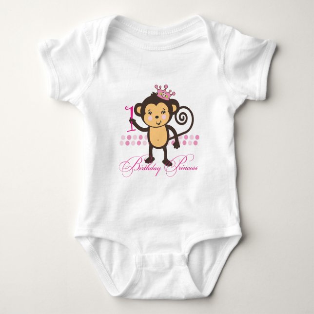 First Birthday Monkey Princess Shirt (Front)