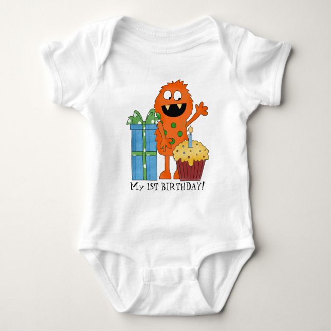 First Birthday Monster baby bodysuit (Front)
