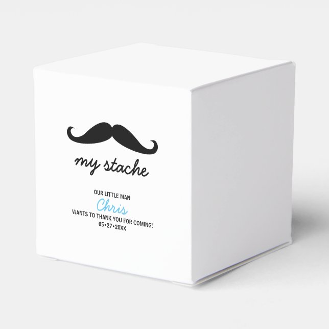 First birthday moustache themed favour box (Back Side)
