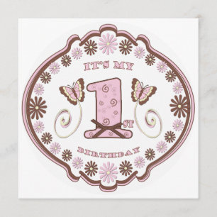 First Birthday Neapolitan Butterfly Invitation