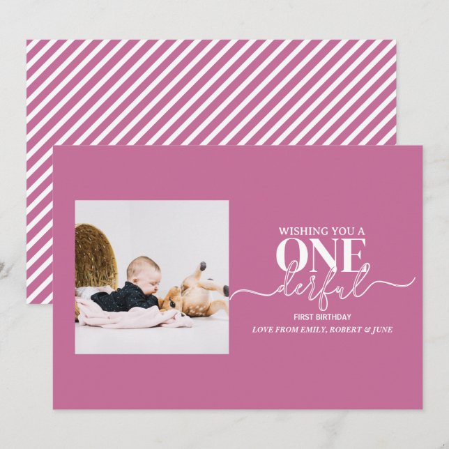 First birthday Onderful typography card (Front/Back)
