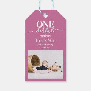 First birthday Onderful typography card Gift Tags