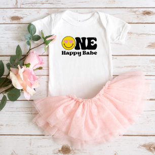 First Birthday One Happy Babe T-Shirt Baby Bodysuit