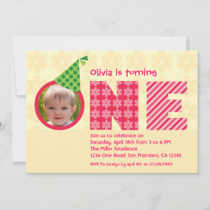 First Birthday "One" Photo Invitation