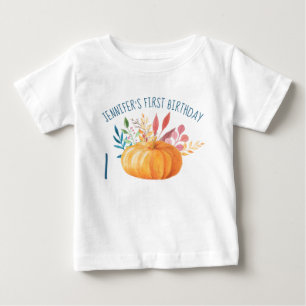First Birthday Orange Pumpkin Illustration Baby T-Shirt