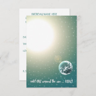 First Birthday Orbit Around the Sun Invitation
