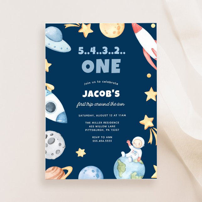 First Birthday Outer Space Blast Off  Invitation (Creator Uploaded)