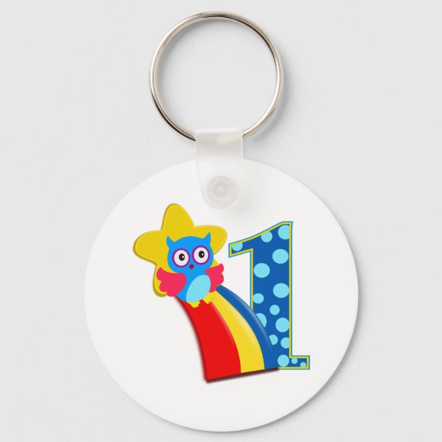 First Birthday Owl Key Ring (Front)