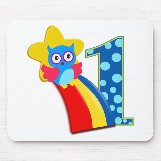 First Birthday Owl Mouse Mat (Front)