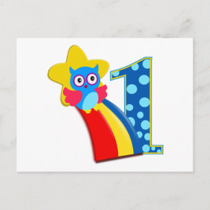First Birthday Owl Postcard