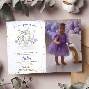First birthday party a Princess Castle Photo Invitation