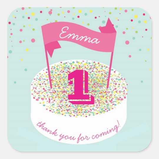 First Birthday Party Cake Stickers Zazzle Co Uk