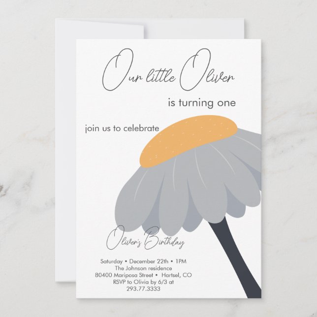 First Birthday Party Camomile Flower Cute Pastel Invitation (Front)