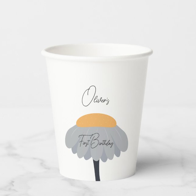 First Birthday Party Camomile Flower Cute Pastel  Paper Cups (Front)