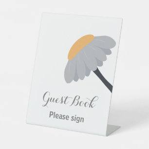First Birthday Party Camomile Flower Guest Book Pedestal Sign
