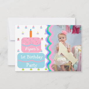 First Birthday Party for Baby Girl Invitations