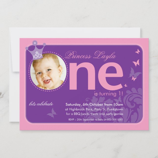 FIRST BIRTHDAY PARTY INVITES :: number one 3 (Front)