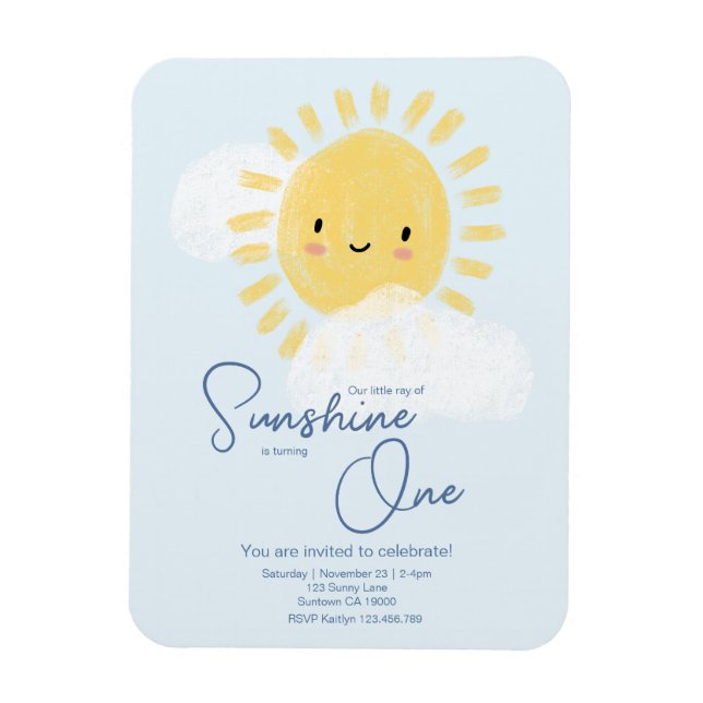 First Birthday Party Ray of Sunshine Cute Baby  Magnet (Vertical)
