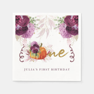 First Birthday Personalised Autumn Pumpkin Napkin