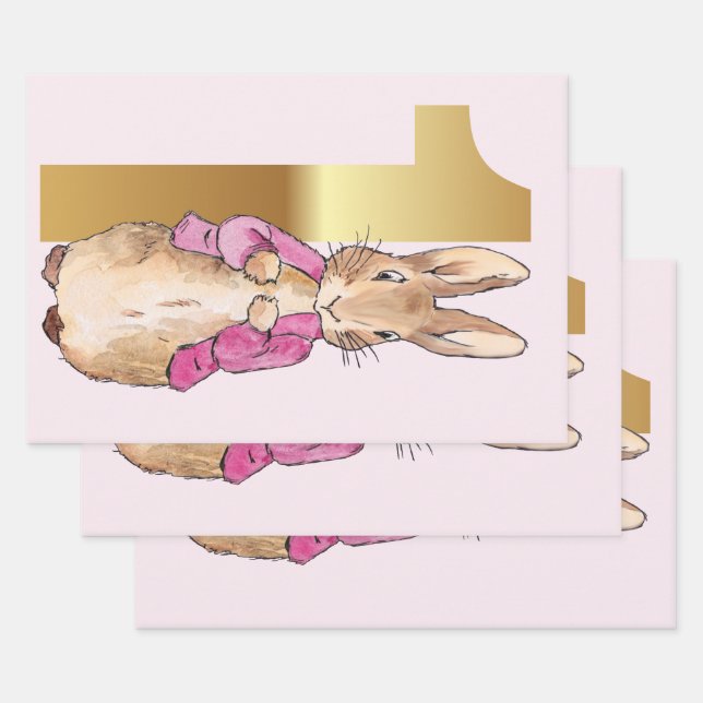 First Birthday Peter the Rabbit Pink Jacket  Wrapping Paper Sheet (Set)
