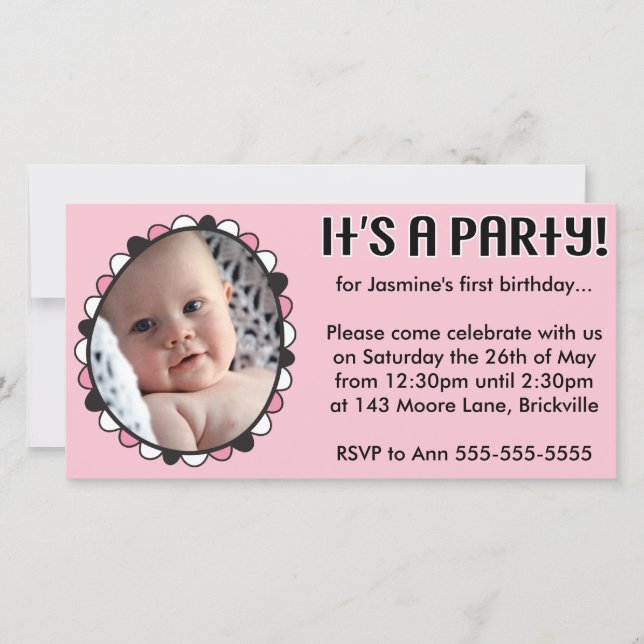First Birthday Photo Invitation (Front)