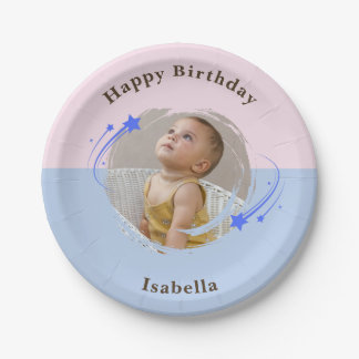 First Birthday Photo Shooting Star Balloon Paper Plate