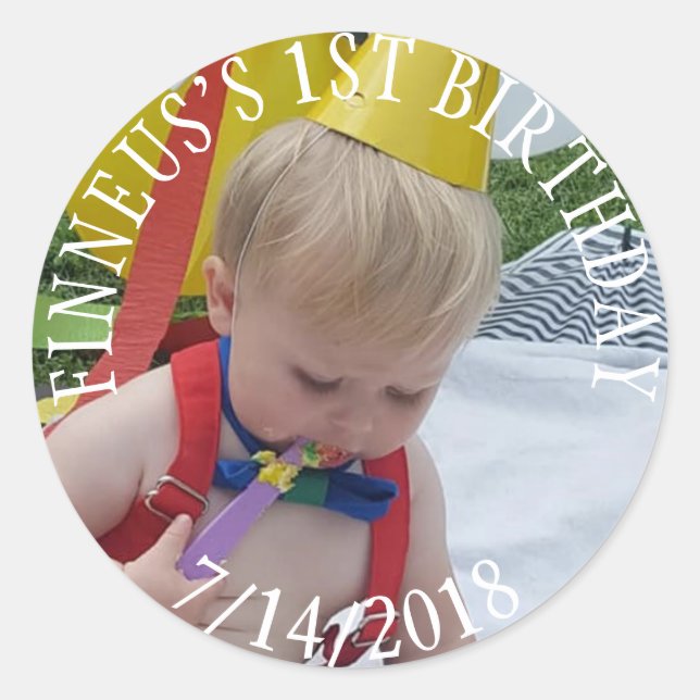 First Birthday Photo Stickers (Front)