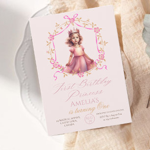 First Birthday Princess Pink 1st Birthday Party Invitation