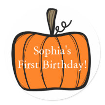 First Birthday Pumpkin Sticker