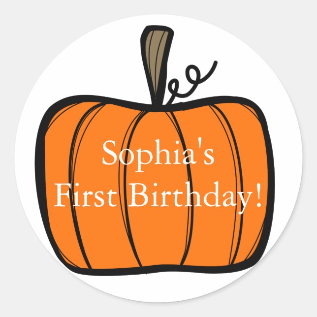 First Birthday Pumpkin Sticker (Front)