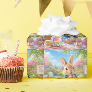 First Birthday Rabbit Having a Picnic Wrapping Paper