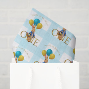 First Birthday Rabbit Strolling Tissue Paper