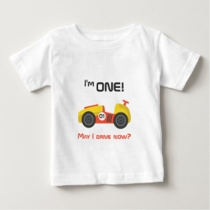 First Birthday, Race Car, Funny Text Baby T-Shirt