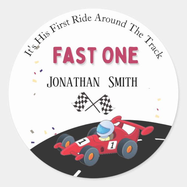 First Birthday Race Car Sticker (Front)