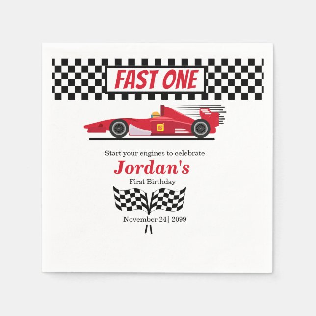 First Birthday Red Race Car Fast One  Napkin (Front)