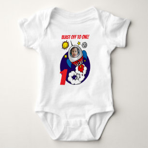 First Birthday Rocket Blast Off To One Child Photo Baby Bodysuit